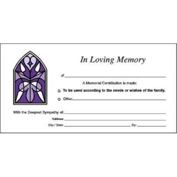 Memorial Contribution Envelopes with Stained Glass Design Package Of 500