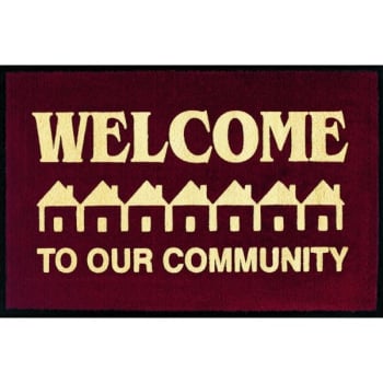 Welcome to Our Community Floor Mat, Maroon, 6' x 4'
