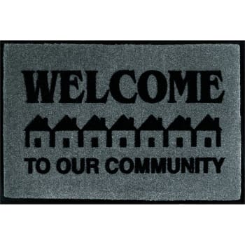 Welcome to Our Community Floor Mat, Charcoal, 3' x 2'