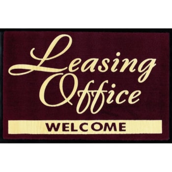 Leasing Office Welcome Floor Mat, Maroon, 6' x 4'