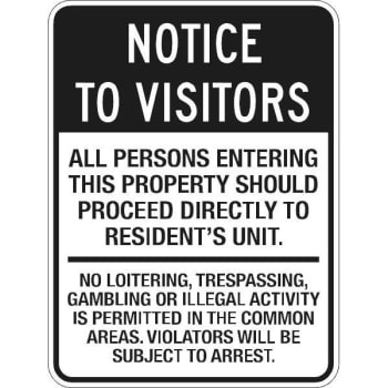 Image for Notice to Visitors Sign, Black Non-Reflective, 18 x 24" from HD Supply