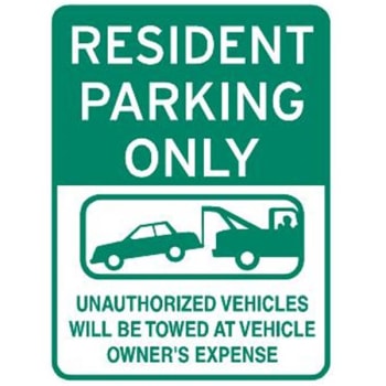 Image for Resident Parking Only Tow Graphic Sign, Reflective, 18 X 24 from HD Supply