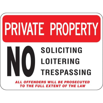 Image for "PRIVATE PROPERTY/No Soliciting" Sign, Reflective, 24 x 18" from HD Supply