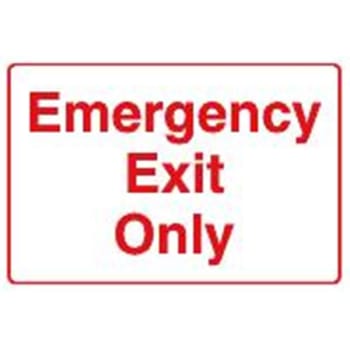 Emergency Exit Only Interior Sign, 9 x 6