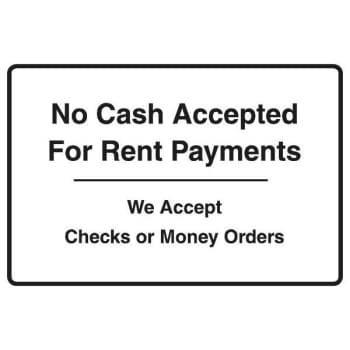 Image for No Cash Accepted Interior Sign, 9 x 6 from HD Supply