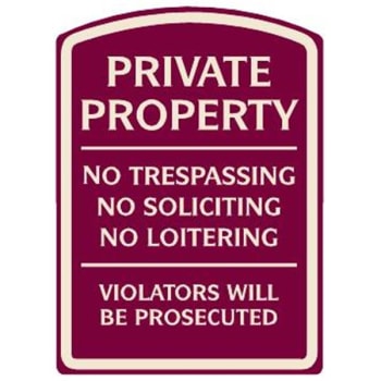 Image for Private Property Designer Sign, Ivory On Burgundy, Non-Reflective, 16 X 22 from HD Supply
