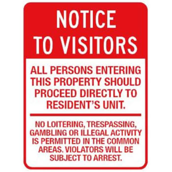 Image for Notice to Visitors Sign, Red Non-Reflective, 18 x 24" from HD Supply