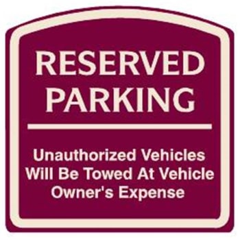 Image for Reserved Parking Sign, Ivory on Burgundy, Non-Reflective, 16 x 16 from HD Supply
