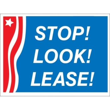 Image for Aluminum Stop! Look! Lease! Amenity Sign, Patriotic, 24 x 18 from HD Supply