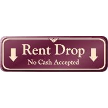 Image for Rent Drop Interior Sign, Burgundy, 9 X 3 from HD Supply