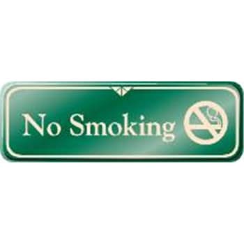 Image for No Smoking Interior Designer Sign, Green, 9 X 3 from HD Supply