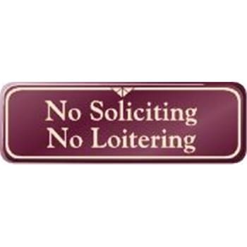 Image for No Soliciting/no Loitering Sign, Burgundy, 9 X 3 from HD Supply