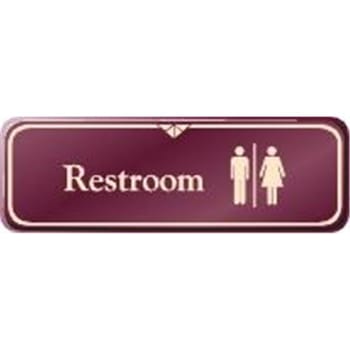 Image for Restroom Interior Sign, Burgundy, 9 x 3 from HD Supply