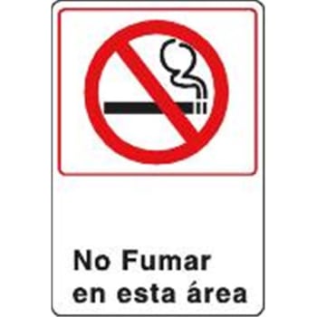 Image for Spanish No Smoking In This Area Acrylic Architectural Sign, 6 X 9 from HD Supply