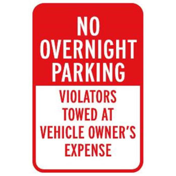 Image for "No Overnight Parking Violators Towed" Sign, Reflective, 12 x 18" from HD Supply