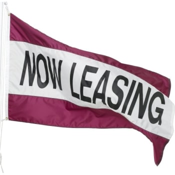 Image for Horizontal Now Leasing Flag, Wineberry/White/Wineberry from HD Supply