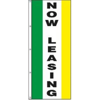 Image for Vertical Now Leasing Flag, Green/White/Yellow from HD Supply