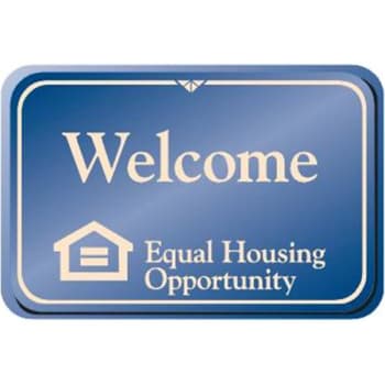 Image for Welcome Equal Housing Desk Sign, Ivory On Blue, 9 X 6 from HD Supply
