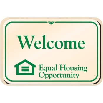 Image for Welcome Equal Housing Desk Sign, Green/ivory, 9 X 6 from HD Supply