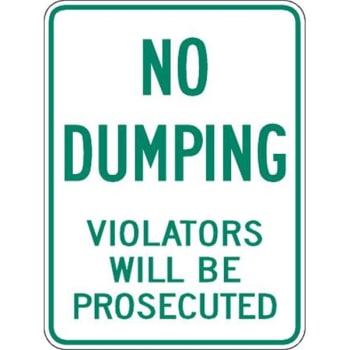 Image for "No Dumping Violators Will Be Prosecuted" Sign, Non-Reflective, 18 x 24" from HD Supply