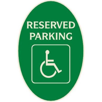 Image for Reserved Parking/handicapped Symbol Oval Sign, Ivory On Green, 12 X 18 from HD Supply