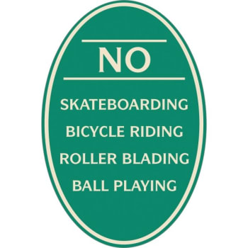 Image for No Skateboarding Oval Designer Sign, Ivory On Green, 12 X 18 from HD Supply