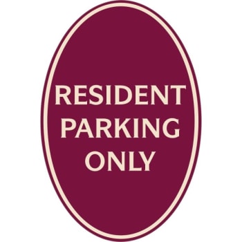 Image for Resident Parking Oval Designer Sign, Ivory On Burgundy, 12 X 18 from HD Supply