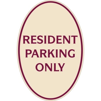 Image for Resident Parking Oval Designer Sign, Burgundy On Ivory, 12 X 18 from HD Supply