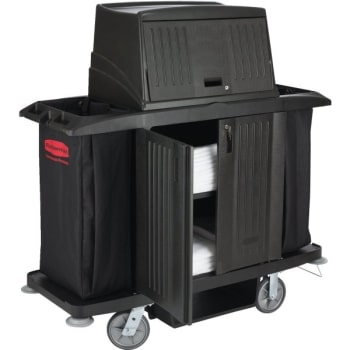 Image for Rubbermaid Full Size Housekeeping Cart With Hood And Doors, Black from HD Supply