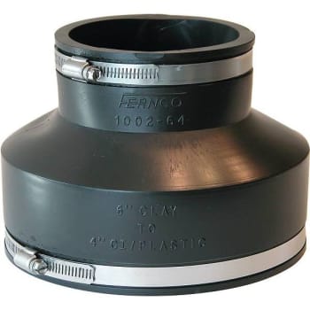 Fernco 6 In. X 4 In. Flexible PVC Clamp Reducer Coupling