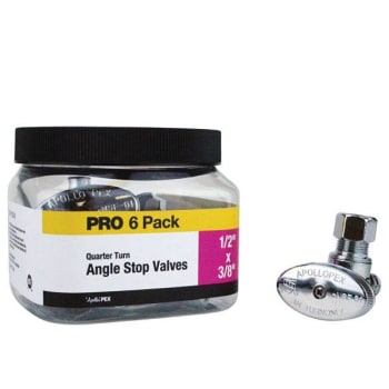 Apollo 1/2", Chrome-Plated, Brass, PEX-B Barb X  3/8", Compr Qtr-Turn Angle Stop Valve