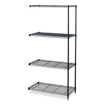 Safco 4-Shelf Industrial Add-On Unit, 36"W X 18"D X 72"H, Black