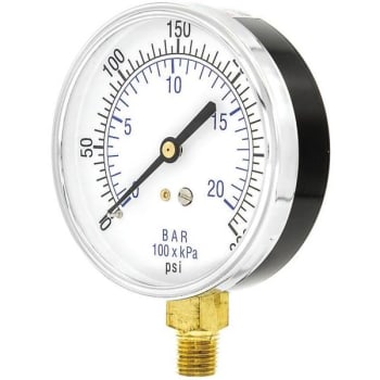 Image for 300 PSI 3-1/2 In. Dial 1/4 Npt Lower Mount Pressure Gauge Utility Accessory from HD Supply