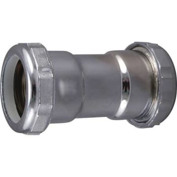 Image for Keeney 1-1/4 In. X 1-1/4 In. 22-Gauge Brass Slip Joint Straight Coupling Polished Chrome from HD Supply