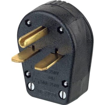 Image for Leviton 30A/50A 2-Pole/3-Way Grounded Angle Straight Blade Plug (Black) from HD Supply