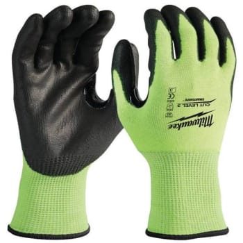 Image for Milwaukee Medium High-Visibility Level 3 Cut Resistant Polyurethane Dipped Work Gloves from HD Supply
