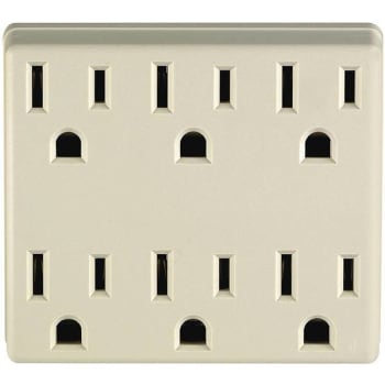 Image for Leviton 15 amp 125 V 3-Wire 6-Outlet Horizontal Grounded Adapter Ivory from HD Supply
