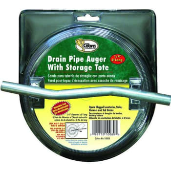 Image for Cobra 1/4 in. x 8 ft. Cable Drain Pipe Auger w/ Speed-Grip Handle from HD Supply