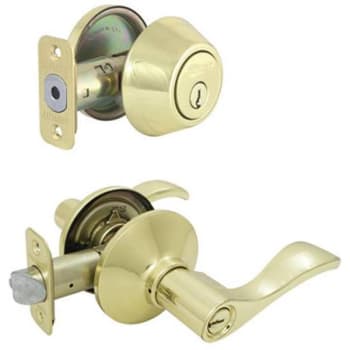 Image for Defiant Naples Entry Lever And Single Cylinder Deadbolt (Polished Brass) from HD Supply