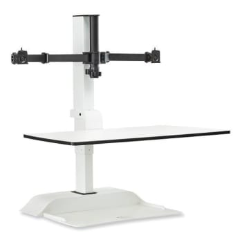 Image for Safco Soar™ Electric Desktop Sit/stand Dual Monitor Arm, For 27" Monitors, White from HD Supply