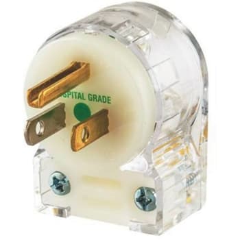 Hubbell Wiring 15A 125V 5-15P Hubbell Hospital-Grade Clear Angled Plug
