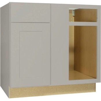 Image for Hampton Bay Shaker Dove Gray Stock Assembled Blind Base Corner Kitchen Cabinet from HD Supply