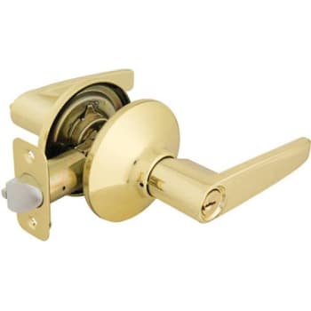 Image for Defiant Olympic Keyed Entry Door Lever W/ Keyway (Polished Brass) from HD Supply