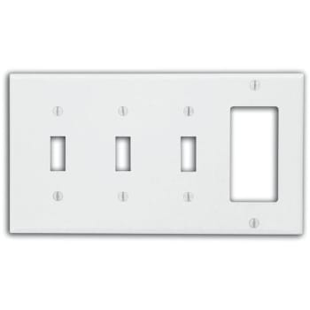 Image for Leviton 4-Gang 3-Toggle/1-Decorator/rocker Wall Plate (White) from HD Supply
