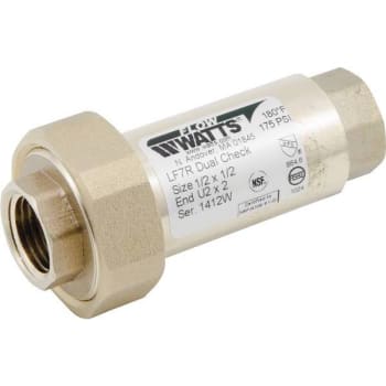 Image for Watts Residential Dual Check Valve 1/2"union Fml Npt Inlet/outlet Lead-Free from HD Supply