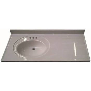 Premier 37 in. x 22 in. Custom Vanity Top Recessed Left Bowl Sink (Solid White)
