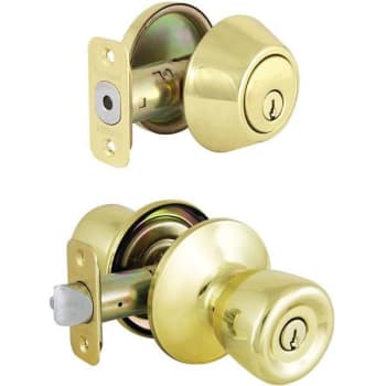 Image for Defiant Waterbury Entry Knob And Single Cylinder Deadbolt (Polished Brass) from HD Supply