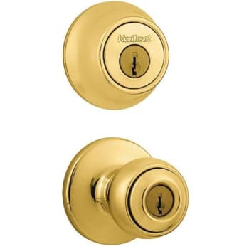 Image for Kwikset Polo Door Knob Combo Pack W/ Microban Antimicrobial Technology (Polished Brass) from HD Supply