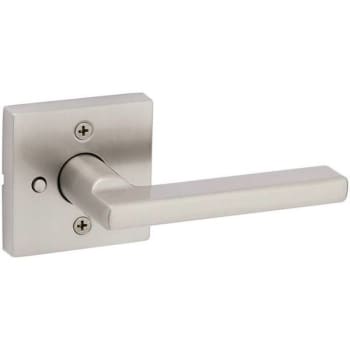 Kwikset Halifax Square Privacy Bed/bath Door Handle W/ Lock (Satin Nickel)