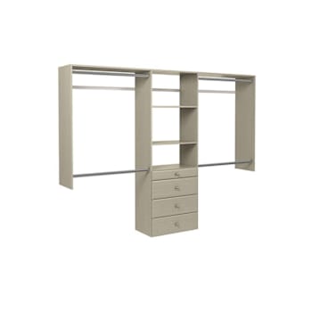 Easy Track 4'-8' W Premium Closet Kit + Drawers Weathered Grey